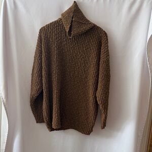 VINTAGE BROWN TEXTURED TURTLENECK SWEATER
